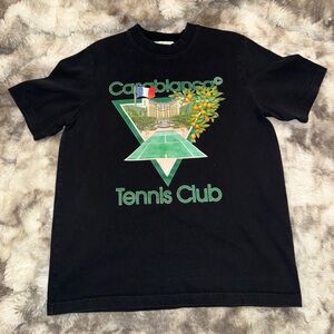 Casablanca Tennis Club Short Sleeve Tee - Black with Green Graphic